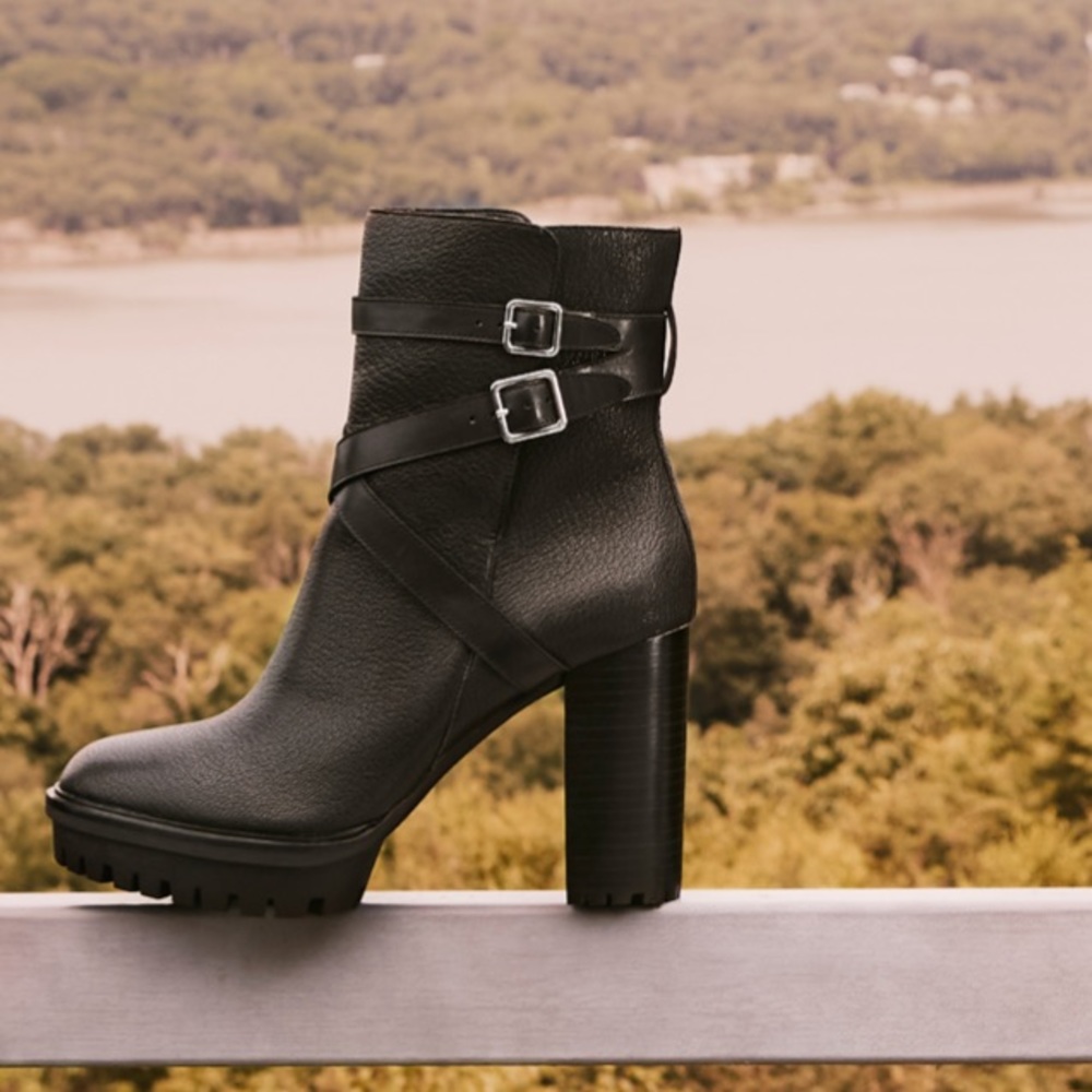Vince Camuto Elisen Buckle Lug Sole Booties